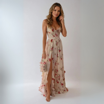 Yuna - Długa sukienka w kwiatowy wzór