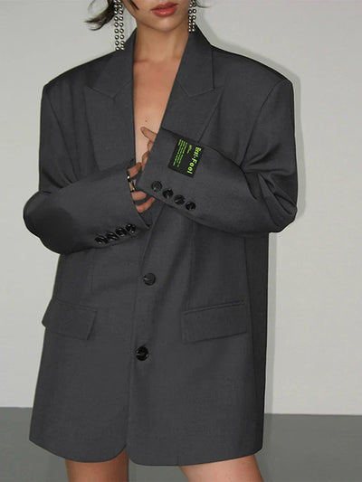 Marynarka Damska Oversize Z Naszywką Na Rękawie | Stylowy Look