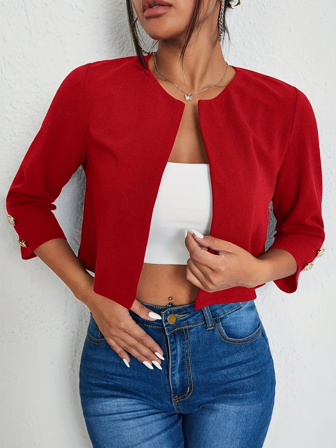 Krótka Marynarka Damska 3/4 Z Rękawem | Elegancja Na Wiosnę